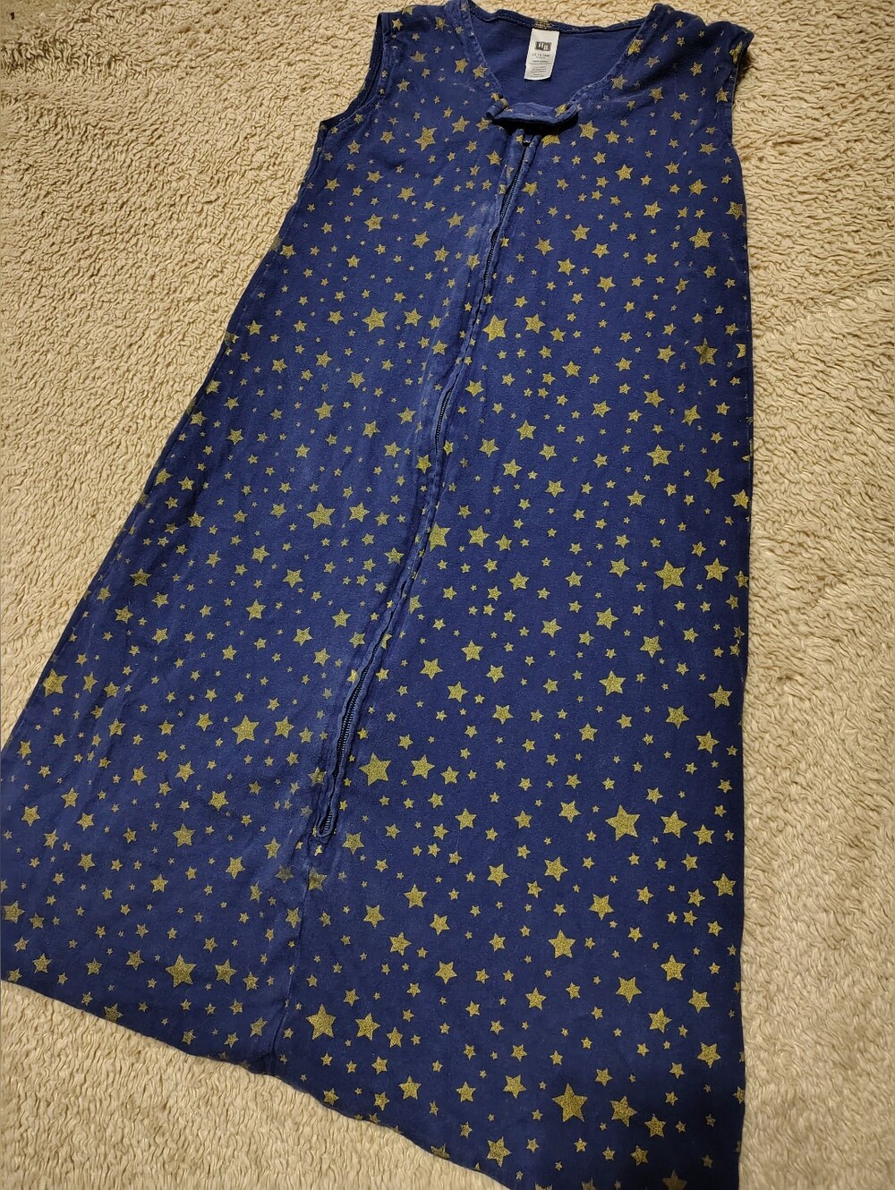 Hudson Baby HB 100% Cotton Baby Sleeveless Sleep Sack Navy Gold Stars 12/18m